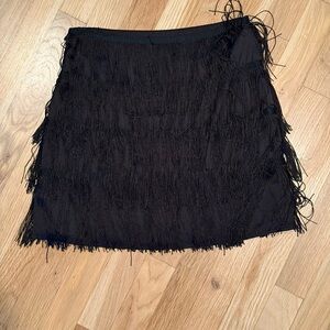 Elegant Black Fringe Skirt